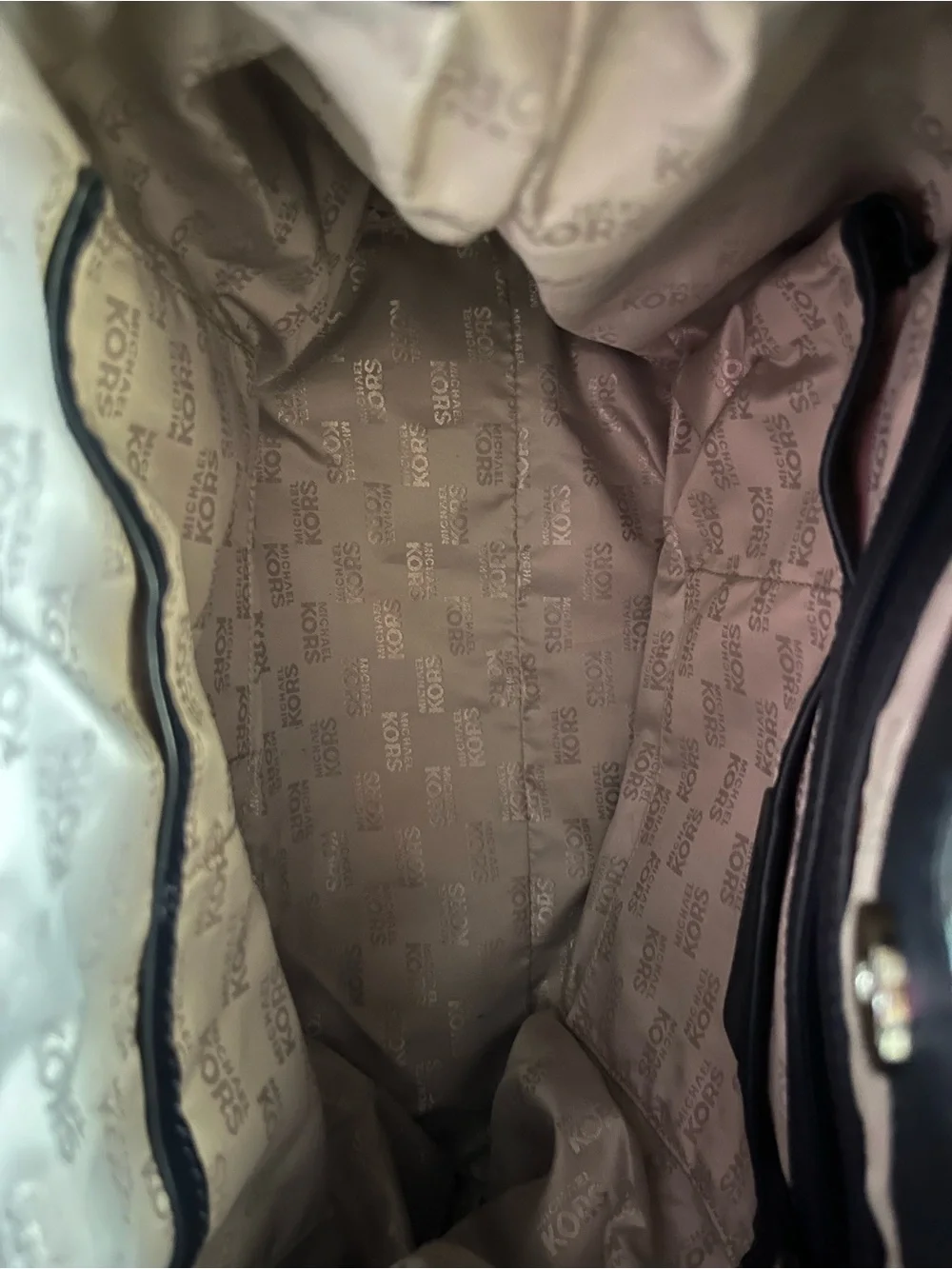 Michael Kors Navy Leather Studded Hobo Shoulder Bag with MK Charm